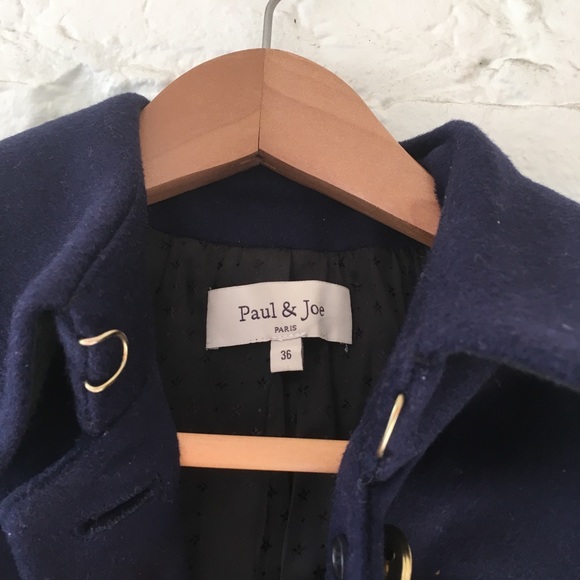 Paul & Joe wool/cashmere navy blue coat sz 36 FR